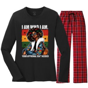 I Am Who I Am Your Approval IsnT Needed Black Girl Woman Women's Long Sleeve Flannel Pajama Set 