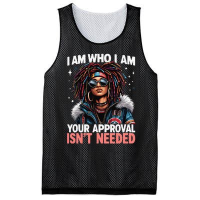 I Am Who I Am Your Approval IsnT Needed Black Afro Girl Mesh Reversible Basketball Jersey Tank