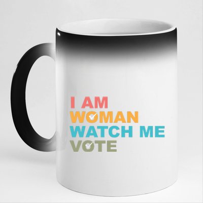 I Am Woman Watch Me Vote 11oz Black Color Changing Mug