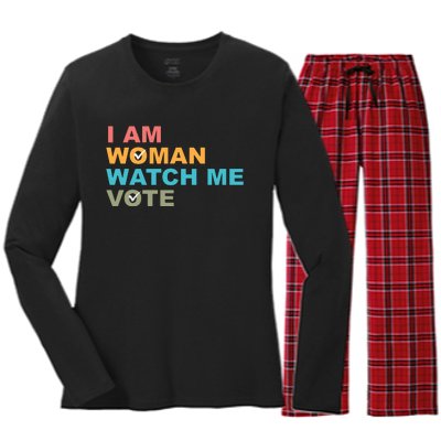 I Am Woman Watch Me Vote Women's Long Sleeve Flannel Pajama Set 