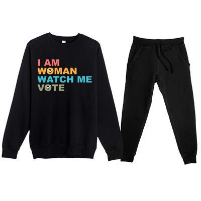 I Am Woman Watch Me Vote Premium Crewneck Sweatsuit Set