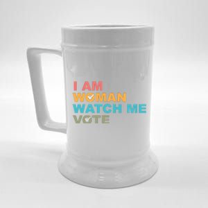 I Am Woman Watch Me Vote Beer Stein