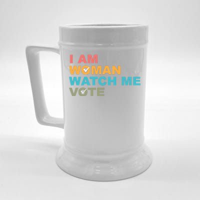 I Am Woman Watch Me Vote Beer Stein