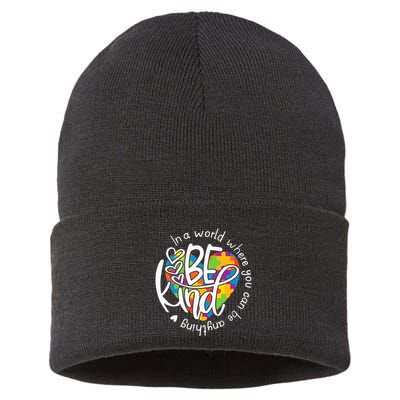 In A World Where You Can Be Anything Be Kind Kindness Sustainable Knit Beanie