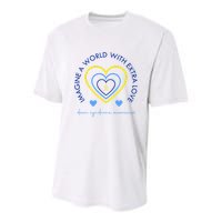 Imagine A World With Extra Love Down Syndrome Youth Performance Sprint T-Shirt