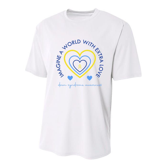 Imagine A World With Extra Love Down Syndrome Youth Performance Sprint T-Shirt