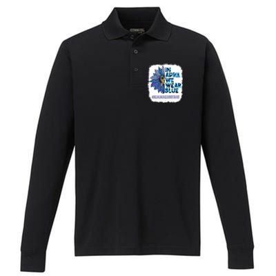 In April We Wear Blue English Language Learner Teacher Performance Long Sleeve Polo