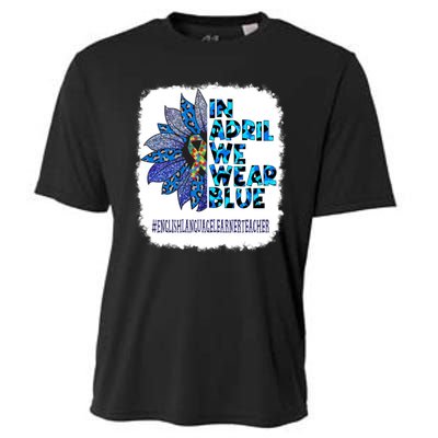 In April We Wear Blue English Language Learner Teacher Cooling Performance Crew T-Shirt