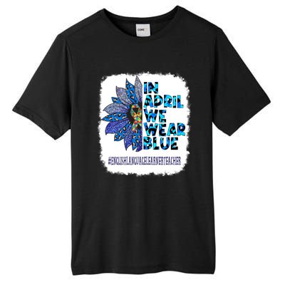 In April We Wear Blue English Language Learner Teacher Tall Fusion ChromaSoft Performance T-Shirt