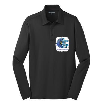 In April We Wear Blue English Language Learner Teacher Silk Touch Performance Long Sleeve Polo