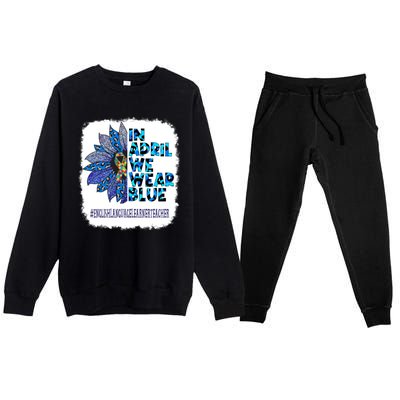 In April We Wear Blue English Language Learner Teacher Premium Crewneck Sweatsuit Set