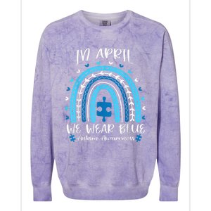 In April We Wear Blue Rainbow Colorblast Crewneck Sweatshirt