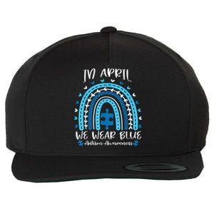 In April We Wear Blue Rainbow Wool Snapback Cap