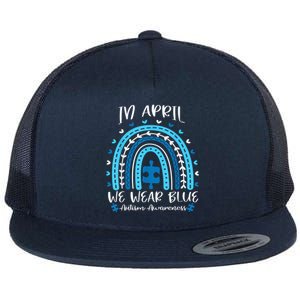 In April We Wear Blue Rainbow Flat Bill Trucker Hat