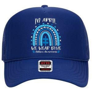 In April We Wear Blue Rainbow High Crown Mesh Back Trucker Hat