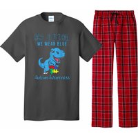 In April We Wear Blue Dinosaur Rex Autism Awareness Month Gift Pajama Set