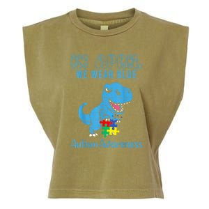 In April We Wear Blue Dinosaur Rex Autism Awareness Month Gift Garment-Dyed Women's Muscle Tee