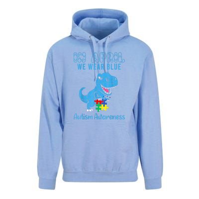 In April We Wear Blue Dinosaur Rex Autism Awareness Month Gift Unisex Surf Hoodie