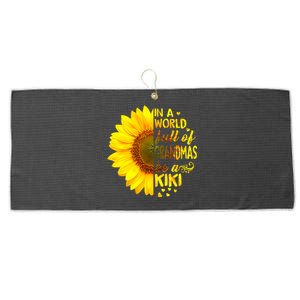 In A World Full Of Grandmas Be Kiki Sunflower Large Microfiber Waffle Golf Towel