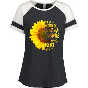 In A World Full Of Grandmas Be Kiki Sunflower Enza Ladies Jersey Colorblock Tee