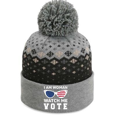 I Am Woman Watch Me Vote The Baniff Cuffed Pom Beanie