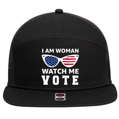 I Am Woman Watch Me Vote 7 Panel Mesh Trucker Snapback Hat