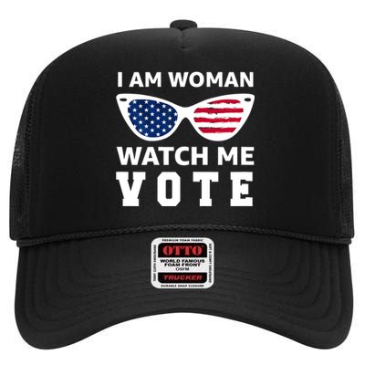 I Am Woman Watch Me Vote High Crown Mesh Back Trucker Hat