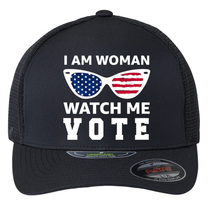 I Am Woman Watch Me Vote Flexfit Unipanel Trucker Cap