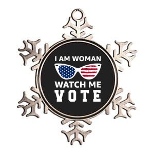 I Am Woman Watch Me Vote Metallic Star Ornament