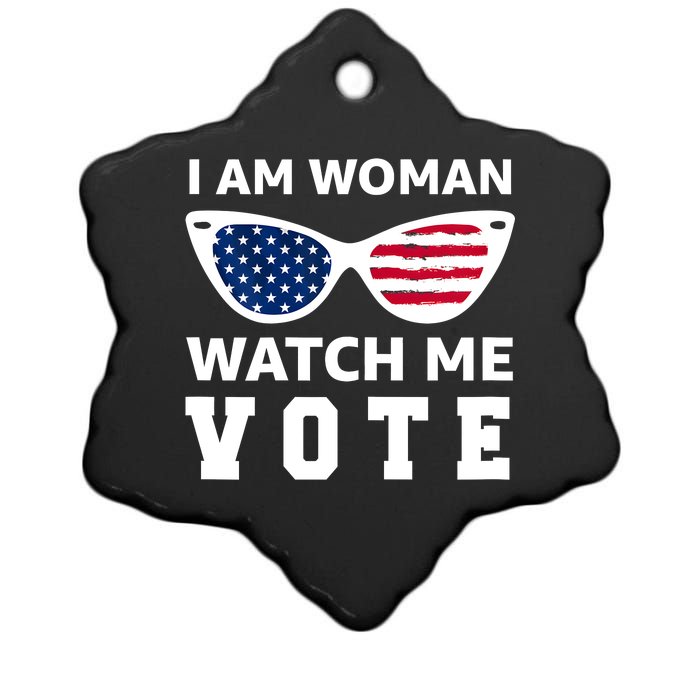 I Am Woman Watch Me Vote Ceramic Star Ornament