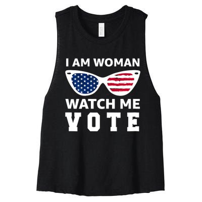 I Am Woman Watch Me Vote Women's Racerback Cropped Tank