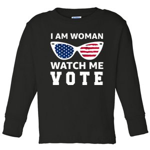 I Am Woman Watch Me Vote Toddler Long Sleeve Shirt