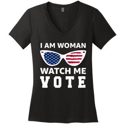 I Am Woman Watch Me Vote Women's V-Neck T-Shirt