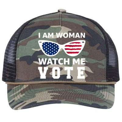 I Am Woman Watch Me Vote Retro Rope Trucker Hat Cap