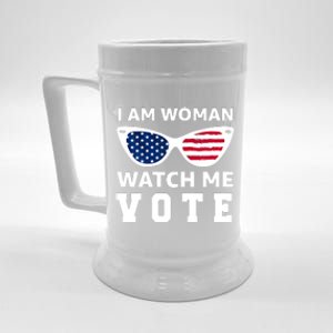 I Am Woman Watch Me Vote Beer Stein