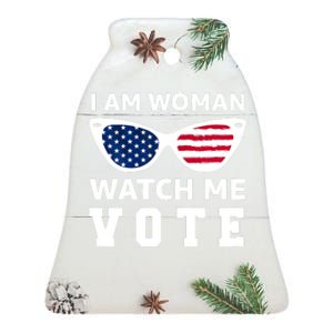 I Am Woman Watch Me Vote Ceramic Bell Ornament