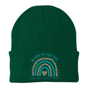 In April We Wear Teal Cool Sexual Assault Awareness Month Knit Cap Winter Beanie