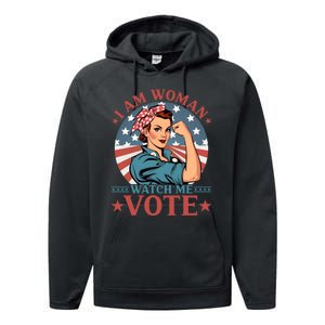 I Am Woman Watch Me Vote Performance Fleece Hoodie