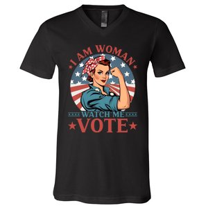 I Am Woman Watch Me Vote V-Neck T-Shirt