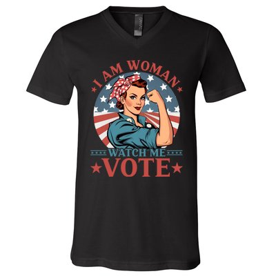 I Am Woman Watch Me Vote V-Neck T-Shirt