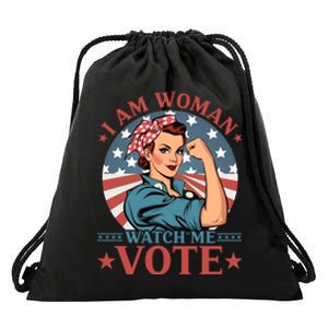 I Am Woman Watch Me Vote Drawstring Bag