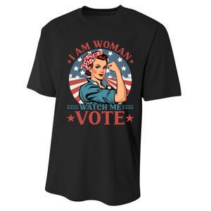 I Am Woman Watch Me Vote Performance Sprint T-Shirt