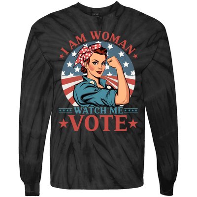 I Am Woman Watch Me Vote Tie-Dye Long Sleeve Shirt