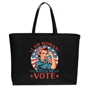 I Am Woman Watch Me Vote Cotton Canvas Jumbo Tote