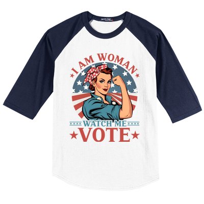 I Am Woman Watch Me Vote Baseball Sleeve Shirt