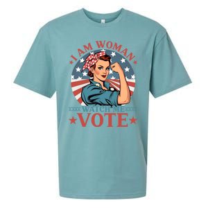 I Am Woman Watch Me Vote Sueded Cloud Jersey T-Shirt