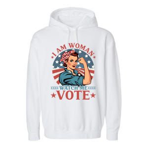 I Am Woman Watch Me Vote Garment-Dyed Fleece Hoodie