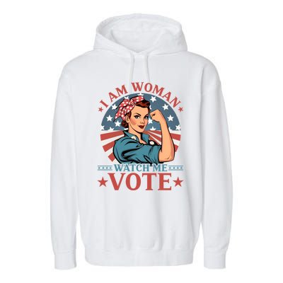 I Am Woman Watch Me Vote Garment-Dyed Fleece Hoodie