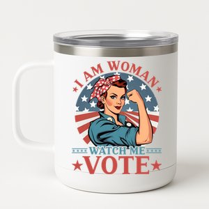 I Am Woman Watch Me Vote 12 oz Stainless Steel Tumbler Cup