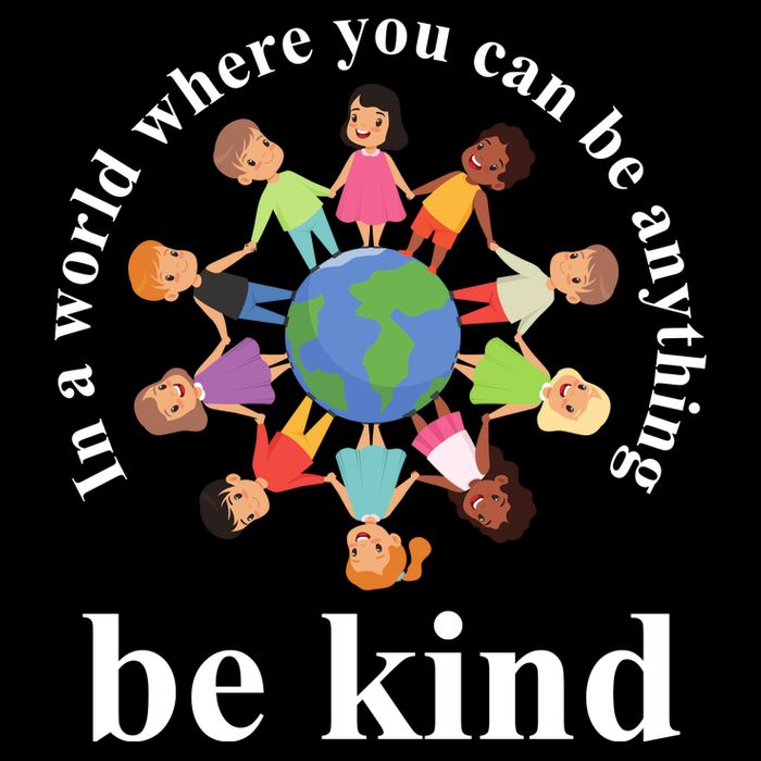 In A World Where You Can Be Anything Be Kind Earth World Kindness Day Drawstring Bag